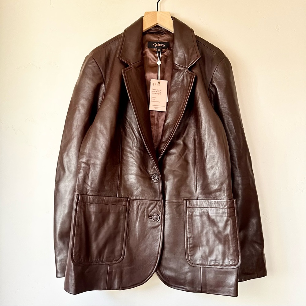 Quince Brown Leather Blazer